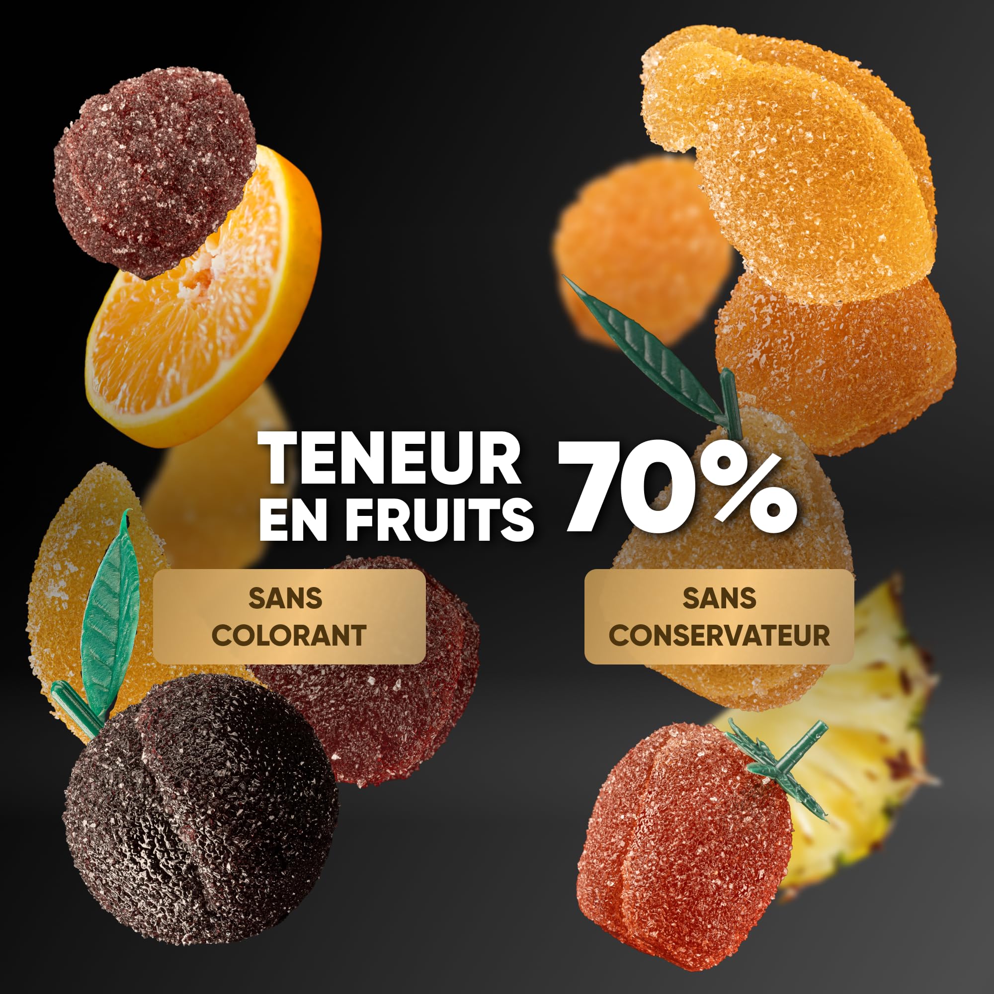 Pâtes de fruits Artisanales - boite cadeau 1 KG - Saveurs multi fruits - (sans gluten, sans colorant, sans arôme artificiel, sans lactose, sans conservateur) - teneur en fruits de 70%