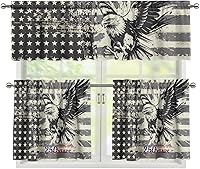 Vista 1 de Juego de 250 cortinas de cocina con bandera estadounidense para ventanas, fácil de instalar, cortinas cortas de 24 pulgadas con bolsillo para barra