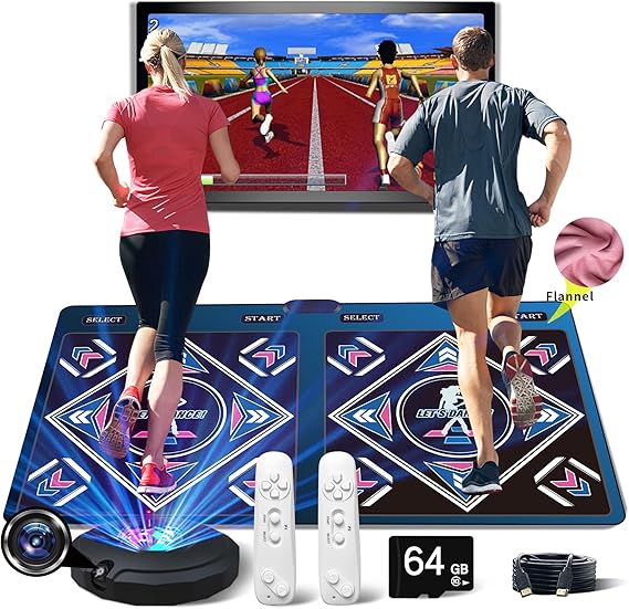 HDMI Musical Electronic Dance mat with a Camera, a 64G Large Memory Card, Including 1000 Games,650 Songs,81 Music Videos,for Single/Double Users, a Luxurious Gift for Boys and Girls