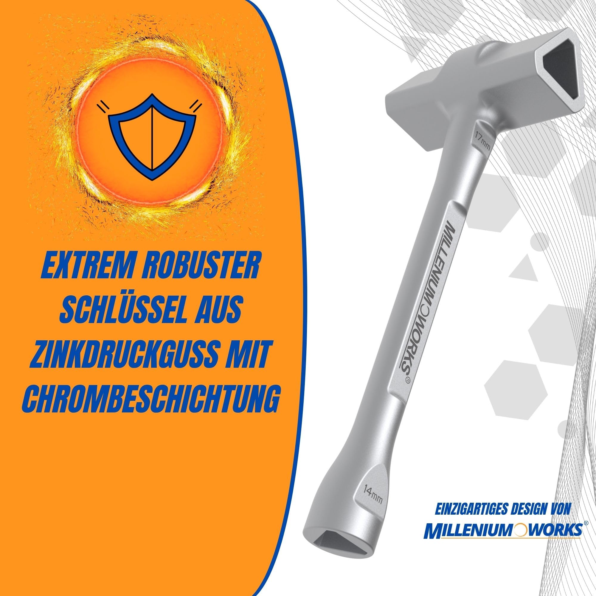 3-in-1-Dreikantschlüssel : 17mm (M10), 19mm (M12), 14mm | Universal pollerschlüssel dreikant für absperrpfosten | Pfostenschlüssel, Feuerwehrschlüssel | 3 kant schlüssel | Parkpfosten Schlüssel