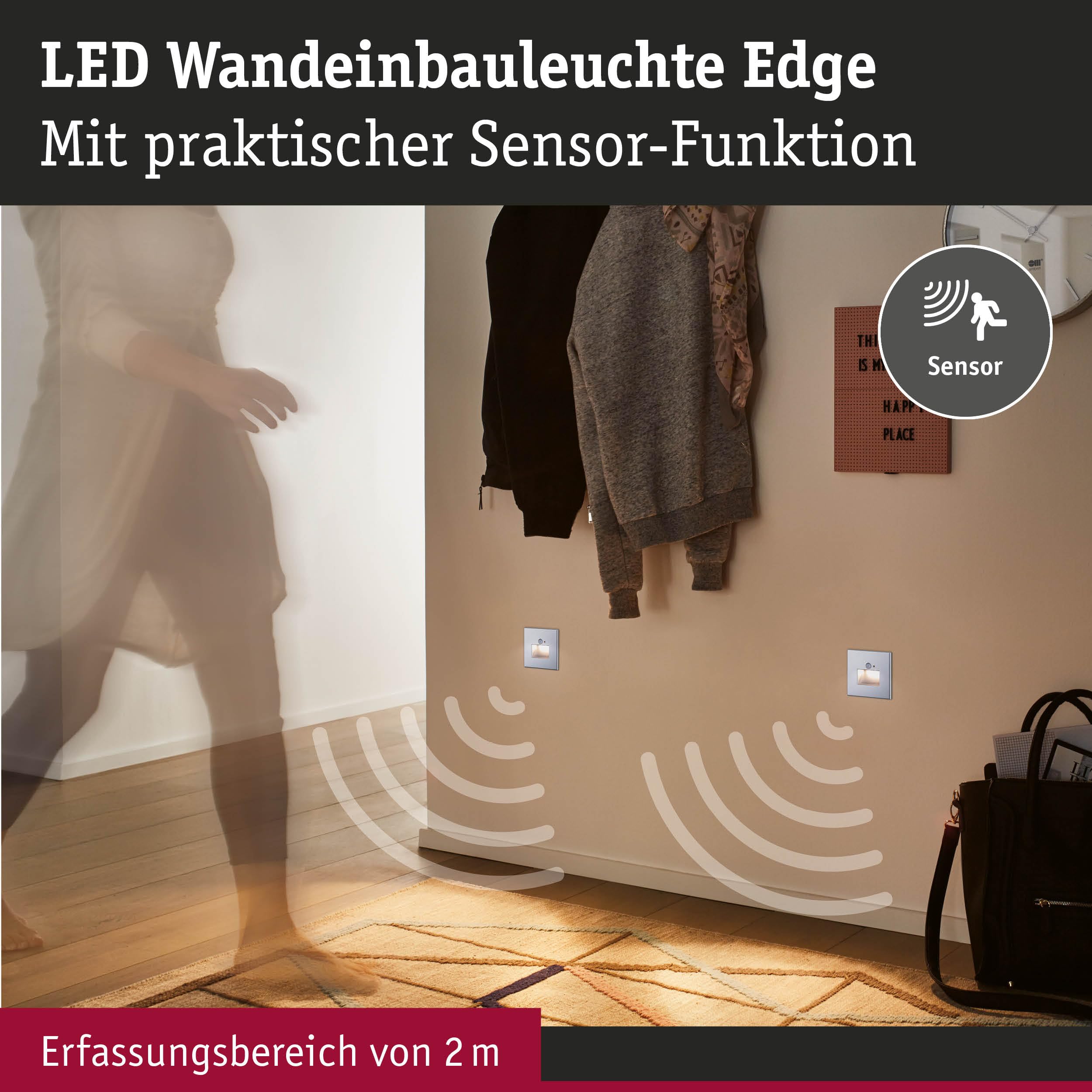 Paulmann 5271 Set LED Wandeinbauleuchte Edge 3er-Set 80x42 mm 3x1,2W 3x25lm 230V 2700K Weiß matt
