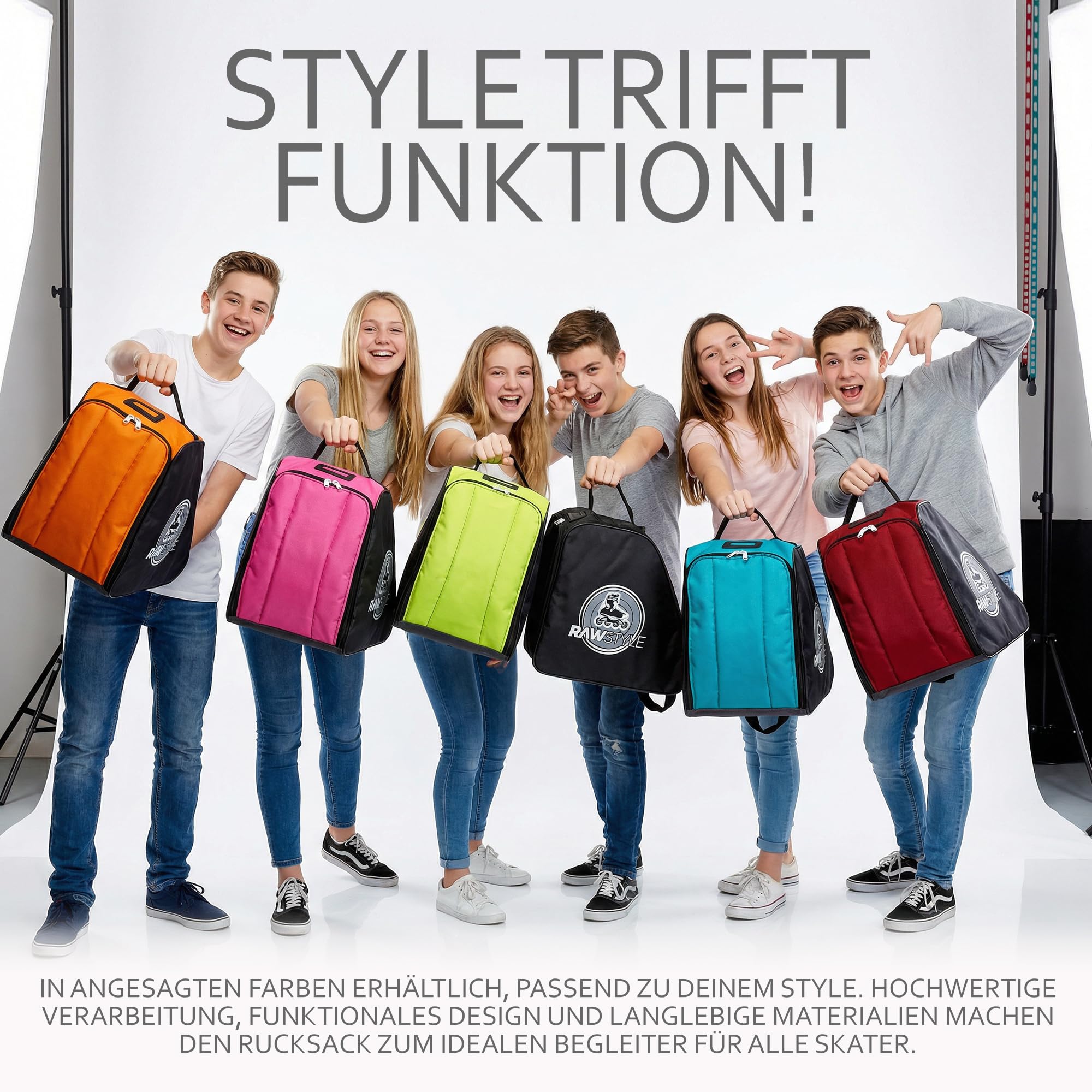 Rawstyle Plecak na łyżworolki, torba na wrotki, hokej na lodzie, torba na łyżwy z regulowanymi szelkami, uniwersalna