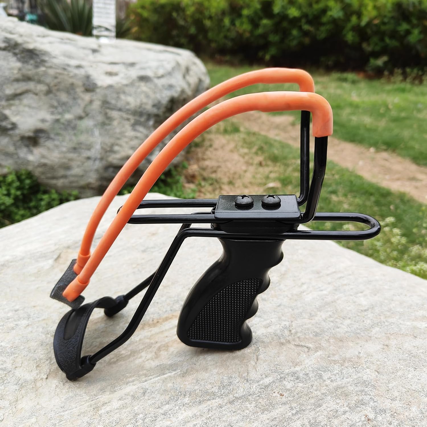 Hunting Slingshot with Adjustable Frame Powerful Wrist Slingshots with 4pcs Rubber Bands 50pcs Steel Ammo and 2pcs Targets for Outdoor Hunting