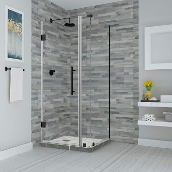 Aston SEN967EZ-ORB-282232-10 Bromley Frameless Hinged Shower Enclosure with StarCast Clear Glass, 27.25" to 28.25" x 32.375" x 72", Oil Rubbed Bronze