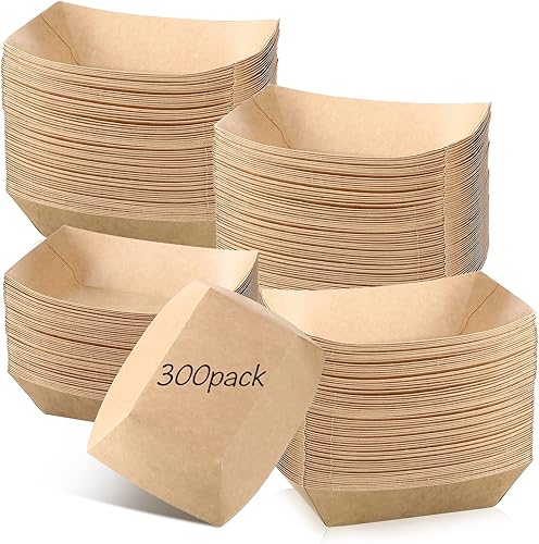 Bandejas de papel para alimentos, barcos de papel de 2 libras para alimentos, bandejas de nacho resistentes, bandeja de alimentos desechables de