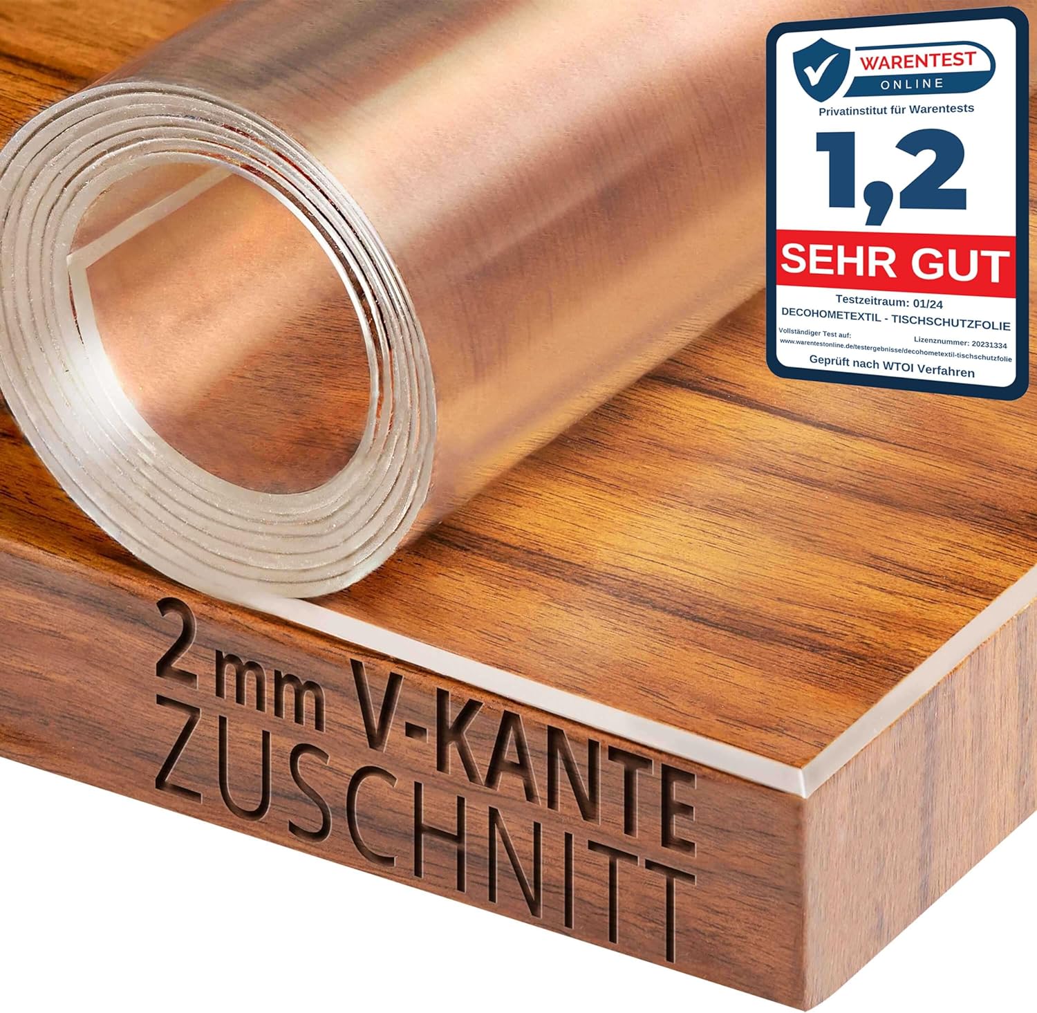 PVC-Tischdecke Tischschutzfolie 2 mm glasklar Schrägkante 90x160