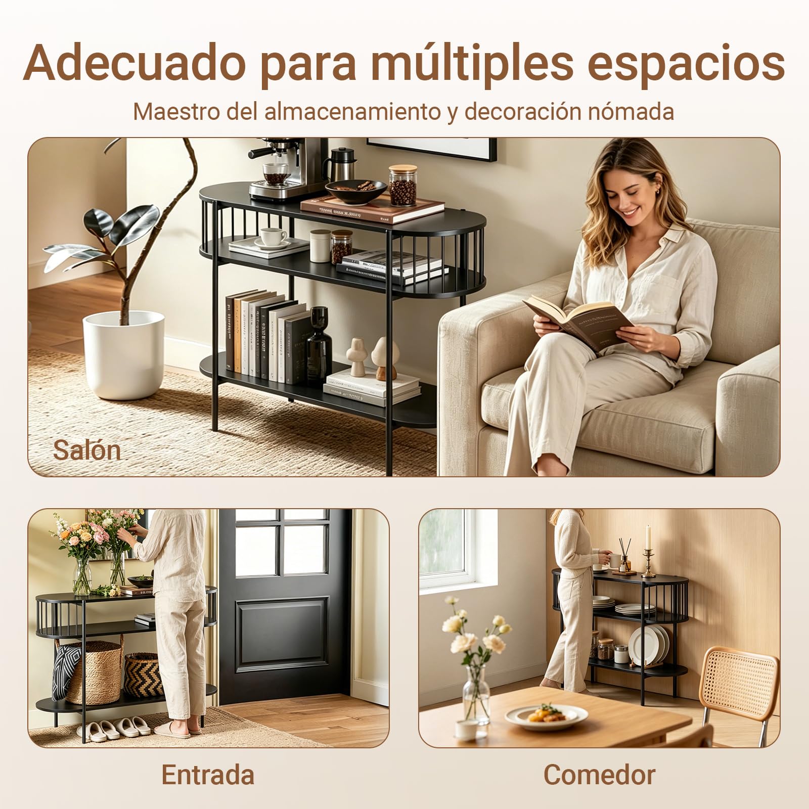 SoBuy Consola Entrada Moderna Mueble Recibidor Estrecho con Almacenamiento, Mesa Consola de Metal Negro, Estilo Industrial para Entrada, Salón u Oficina, 110×39×76 cm FSB90-SCH | Mueble de pasillo para entrada o sala de estar, gran capacidad para familias