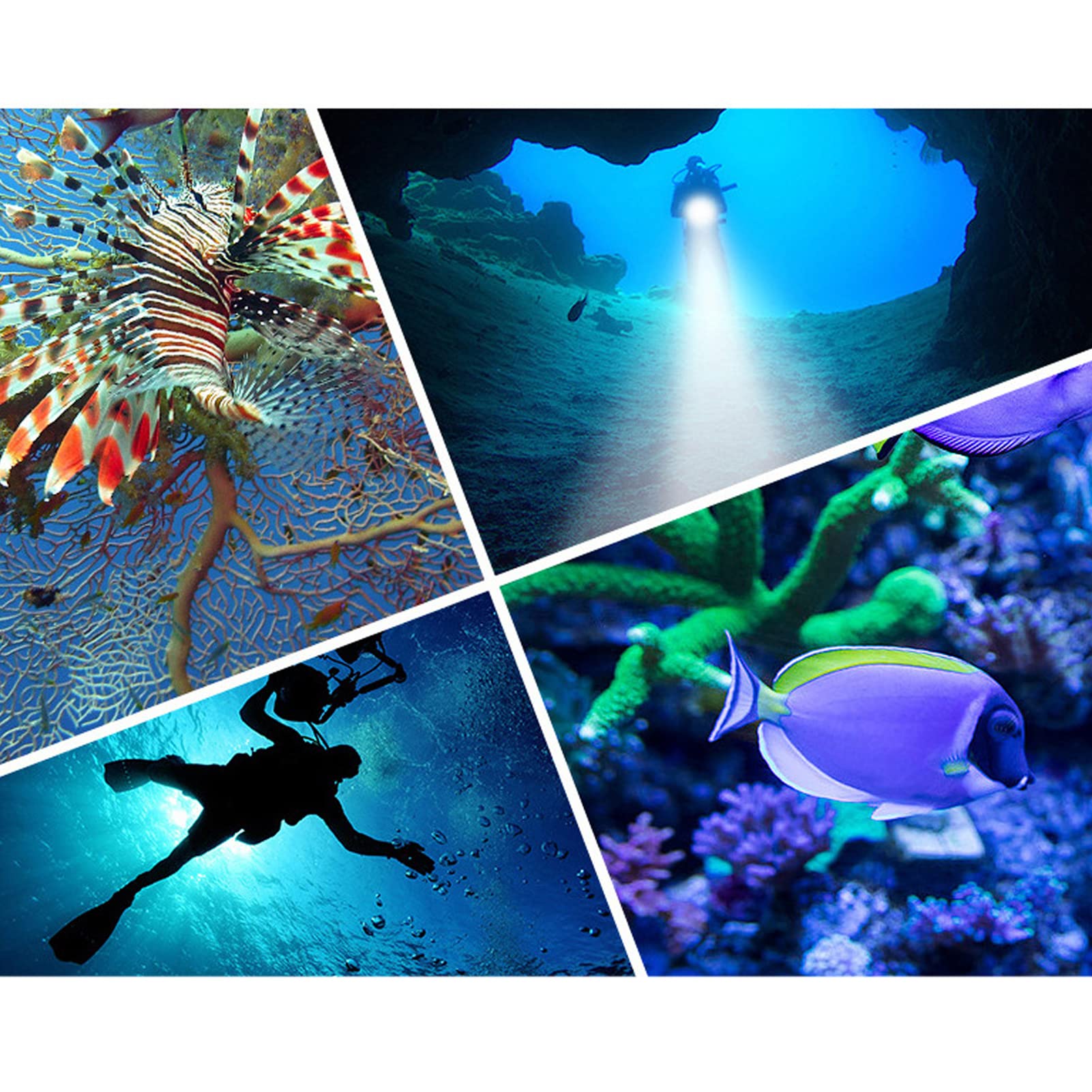 Torcia Subacquea da 5000LM, Torcia Subacquea a LED Impermeabile, Torcia Subacquea con profondità di 100 M per lo Snorkeling Sottomarino in Acque Profonde