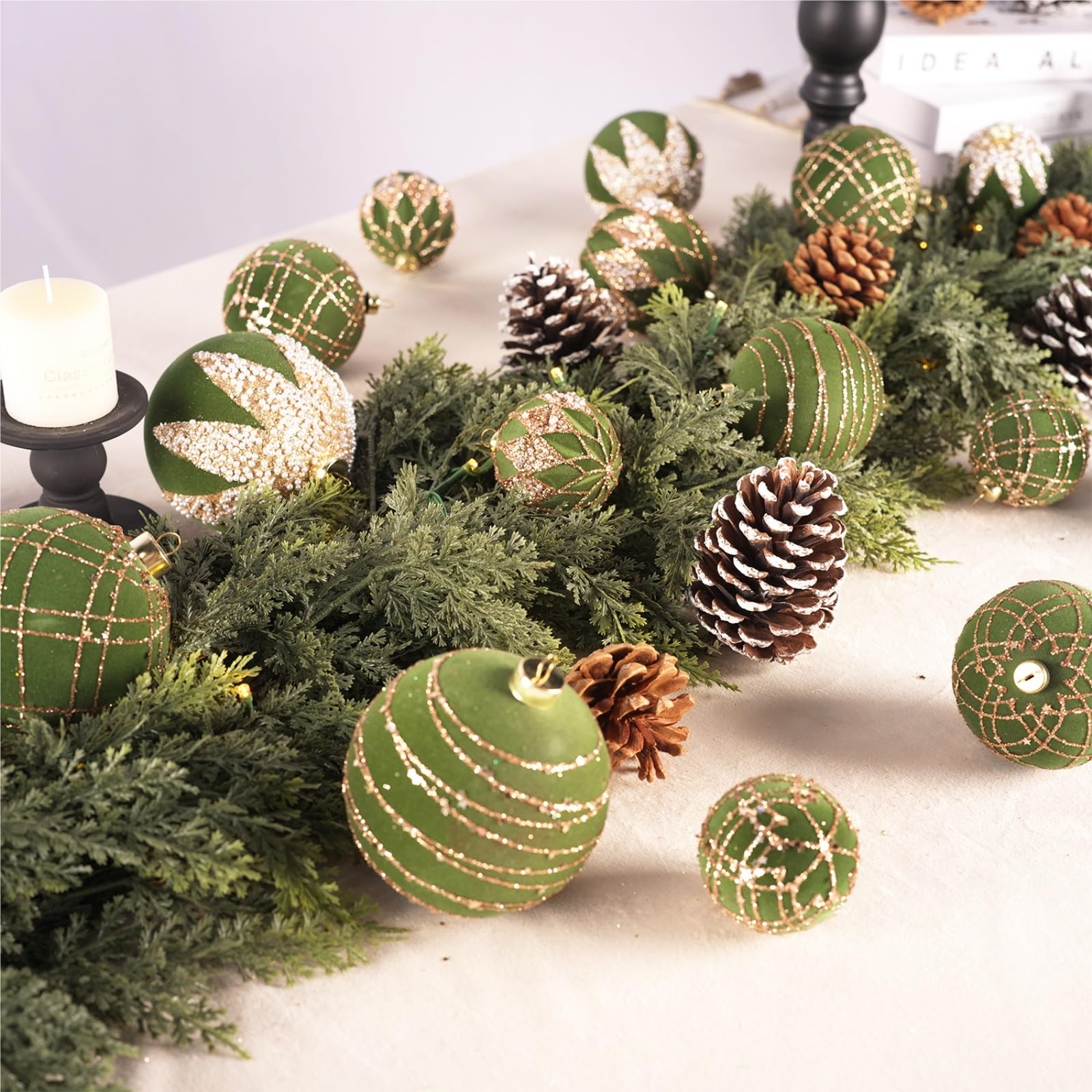 Boule de Noël, Ornement, 12 Décorations De Sapin Noël avec Boules Floquées for La Décoration Intérieure Décoration pour Sapin(Bruin,6cm)