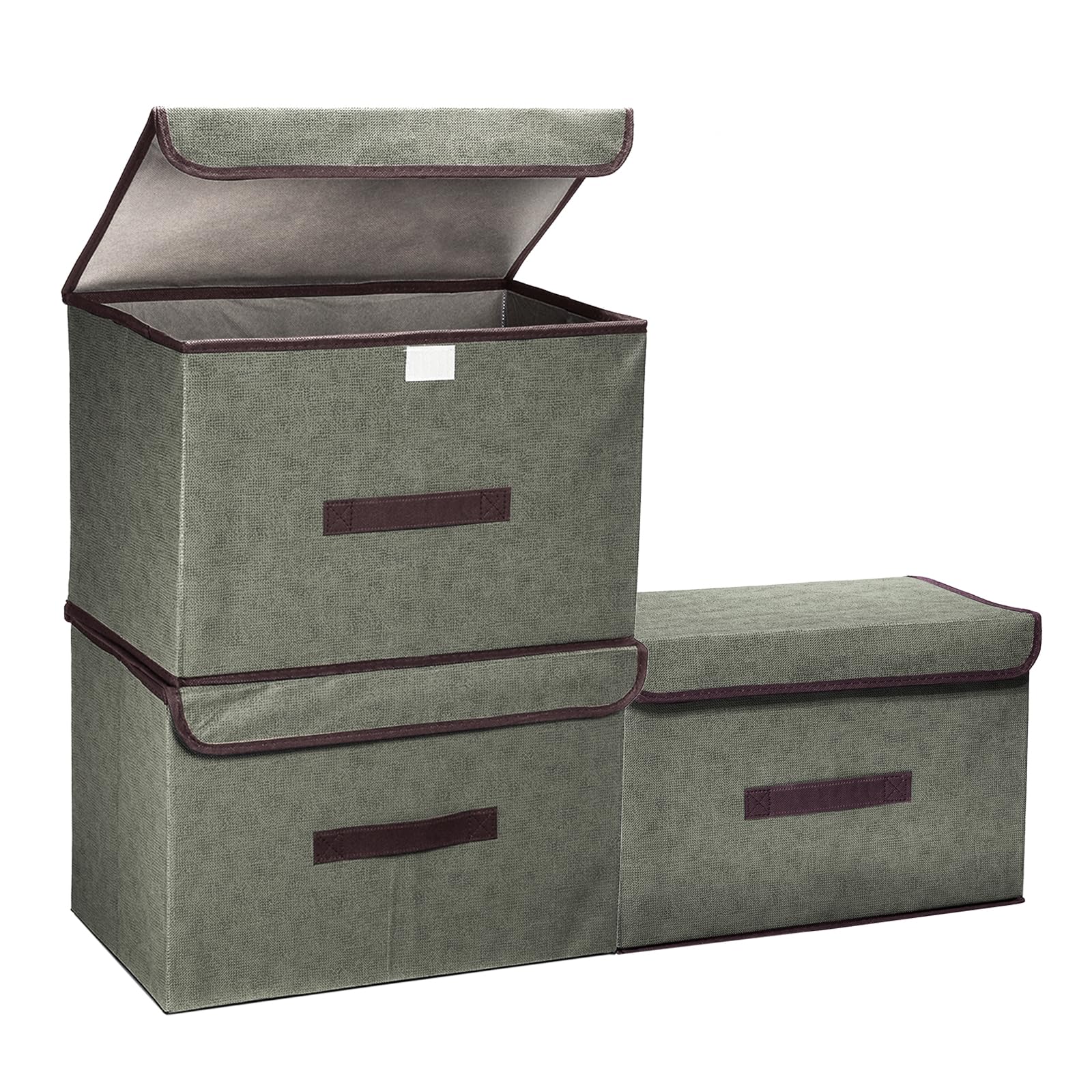 PATIKIL Contenitore Pieghievile In Tessuto x x Cm, Pezzi Scatola Di Archiviazione Pieghevole Con Coperchio E Maniglia Organizzatore Per Casa Camera Da Letto Armadio Vestiti, Grigio.