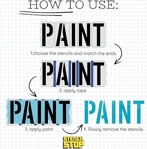 Miniatura 4 de Juego de plantillas de letras de 4 pulgadas (45 piezas)  Plantillas reutilizables del alfabeto y números para álbumes de recortes, fabricación de