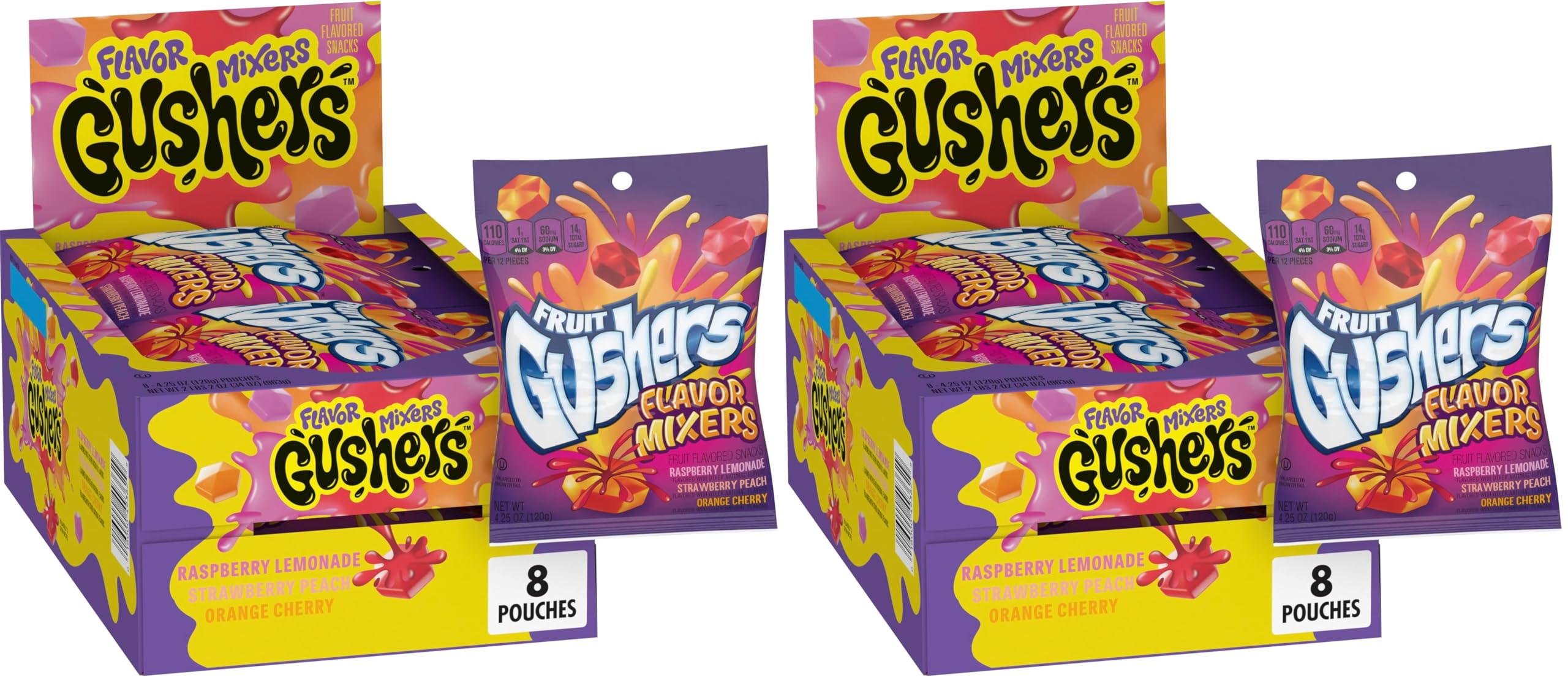 Betty Crocker Gushers Flavor Mixers Fruit Flavored Snacks 8 Count (Pack of 2)