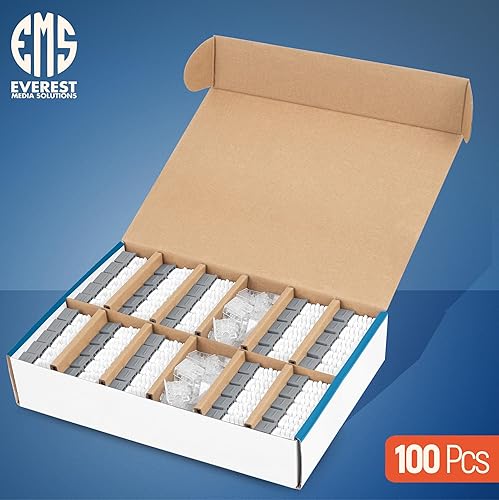 Miniatura 76 de Everest - Paquete de 10 conectores Keystone RJ45 Cat6 en ángulo de 90°, color blanco, conectores RJ45 hembra de perfil delgado, conector Keystone