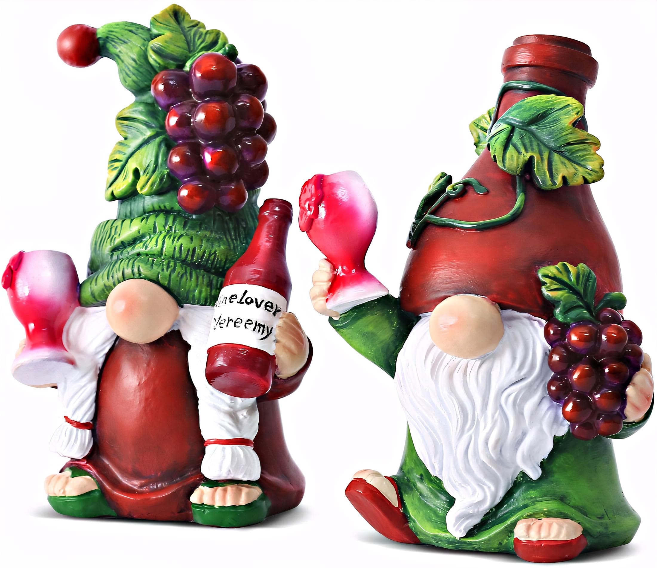 Vereemy 2PCS Wine Gnomes Figurines Valentines Day Decorations Home Party Wine Bar Decor Gnome Gifts for Women Collectible Statue Outdoor for Dining