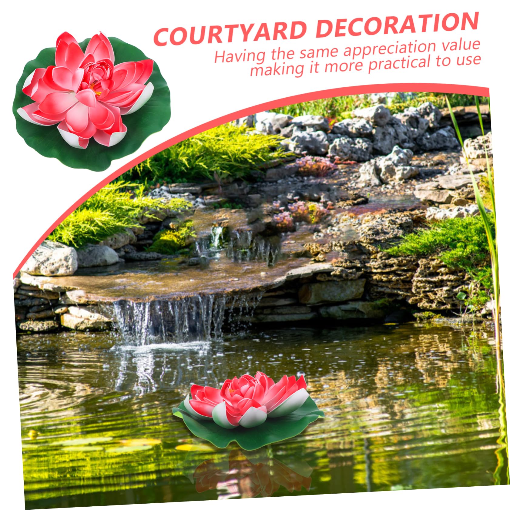 Happy Trees, 12 Stück künstliche schwimmende Schaumstoff-Lotosblumen mit Seerosenblatt, naturgetreue Dekoration für Zuhause, Garten, Teich, indische Dekorationen, Dankesgeschenke
