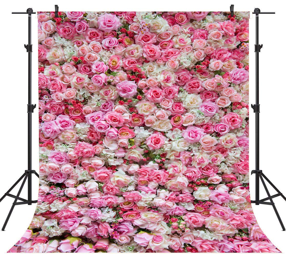 ウェディング フォトブース ピンクフラワー Amazon | sensfun Flowerバックドロップローズ壁Studio写真ブースの