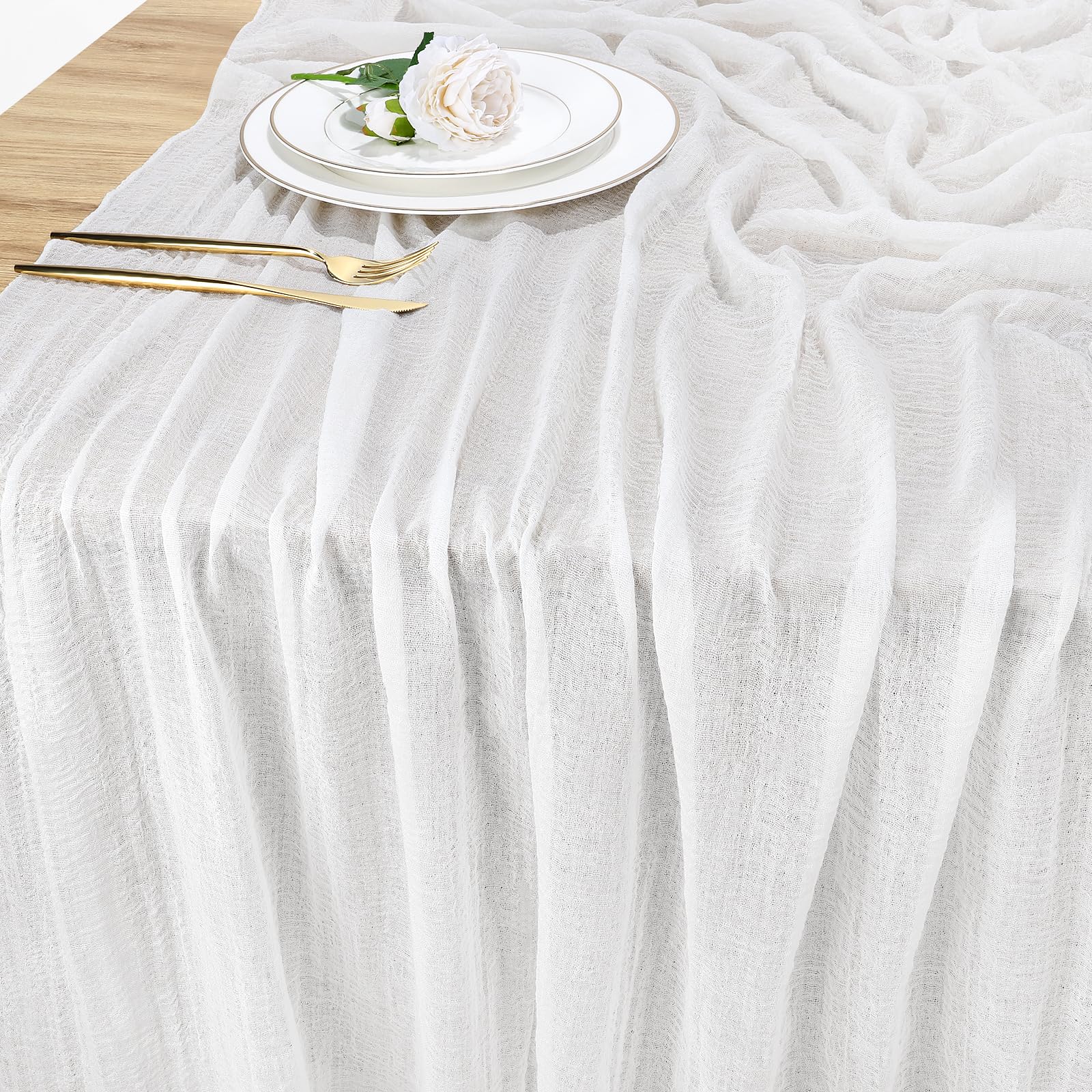 Runner Da Tavola In Chiffon 70x300 Cm – Tulle Bianco Per Matrimoni, Compleanni E Feste, Resistente Agli Strappi
