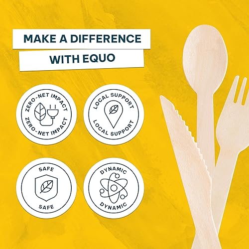 Miniatura 6 de EQUO Cucharas desechables de madera (paquete de 15)  Sin plástico, compostables en el hogar, utensilios seguros para el calor, para fiestas,