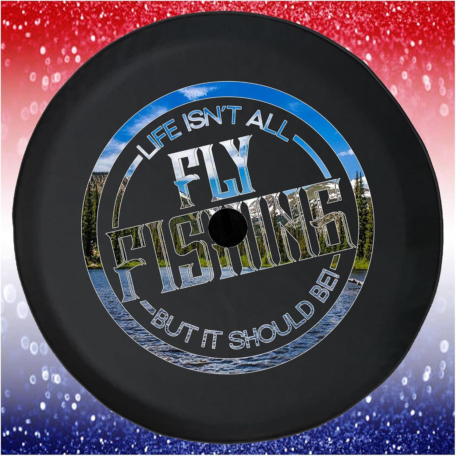 Spare Tire Cover Life Isn't Funny Fly Fishing Black Accessories for Trailers Trucks SUVs RV Campers 35 Inch