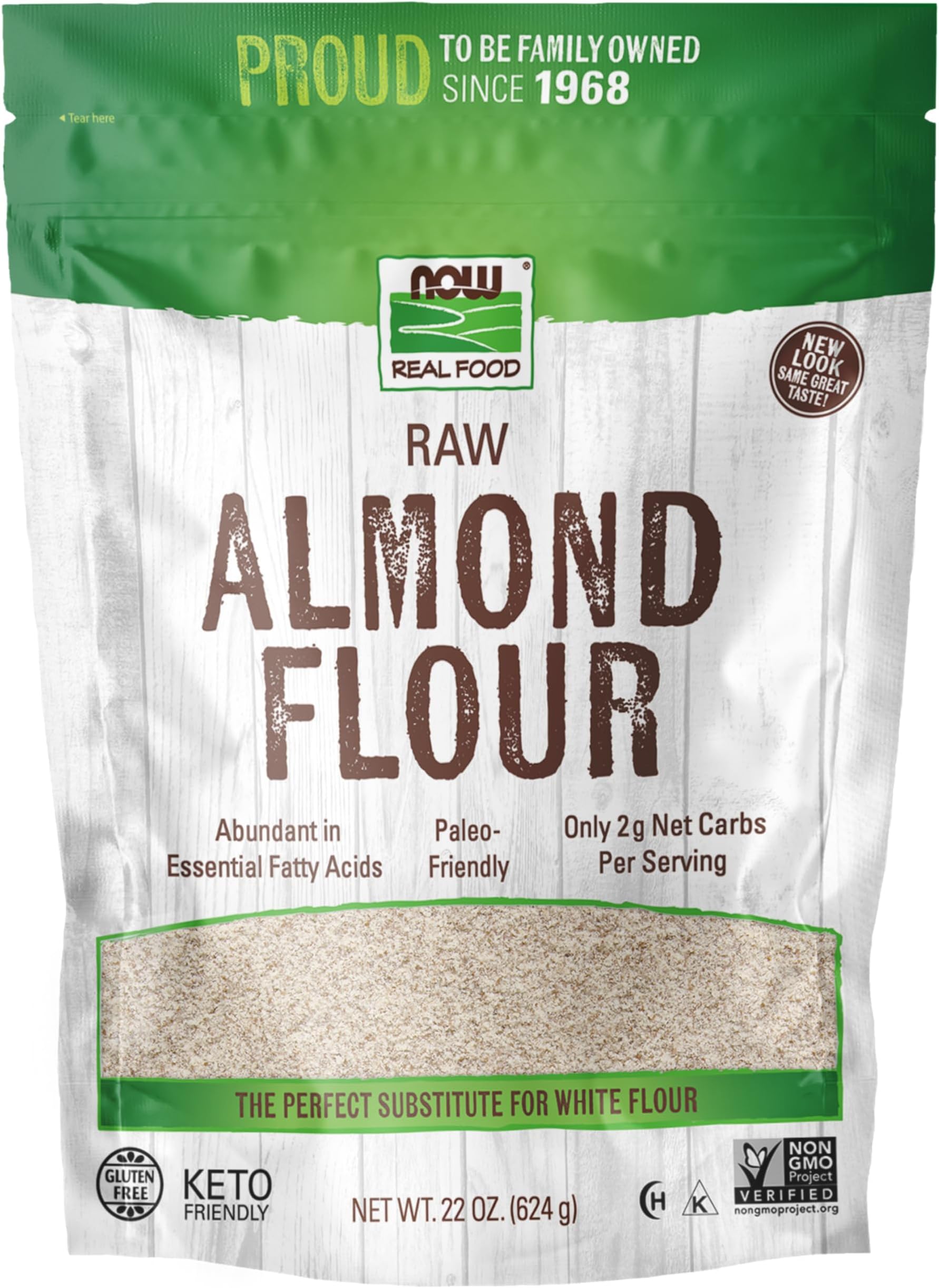 NOW Foods, Almond Flour with Essential Fatty Acids, 5 g Carbs per Serving, 22-Ounce (Packaging May Vary)