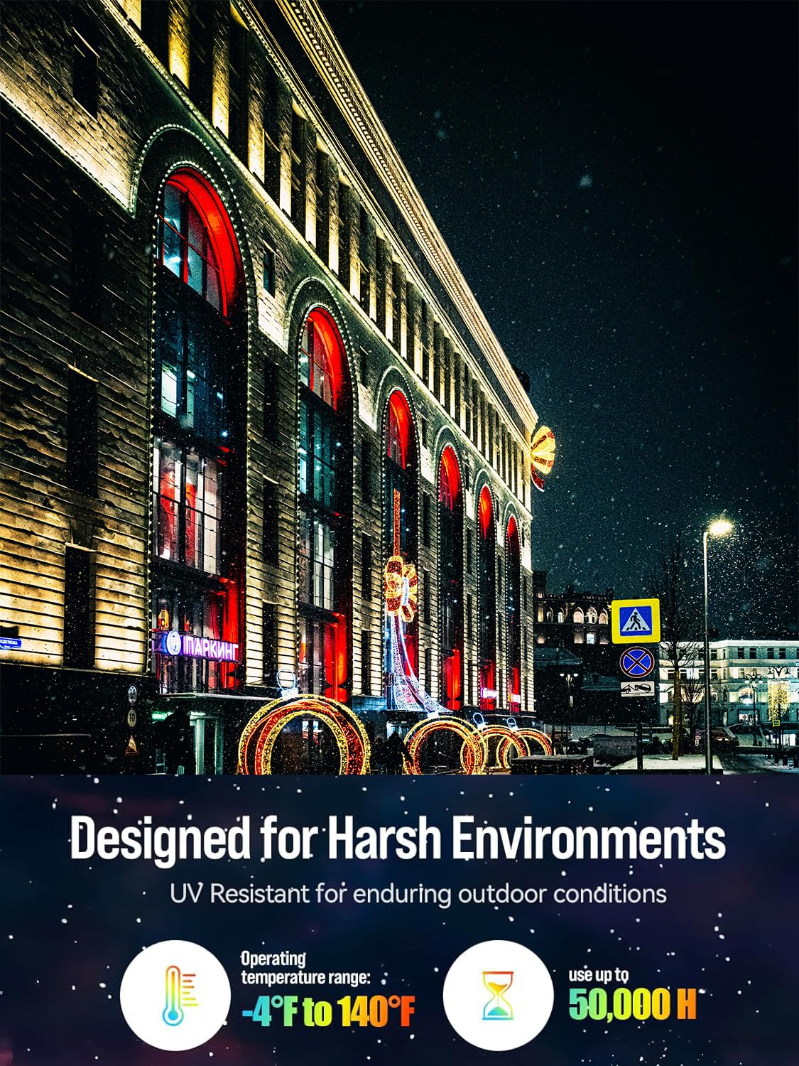 Permanent Outdoor LED Lights for House - 50ft IP67 Waterproof RGB+IC Holiday Lighting with Music Sync, 54 Scene Modes & App/Remote Control for Christmas, Garden, Parties