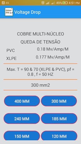 Calculadora de queda de tensão elétrica