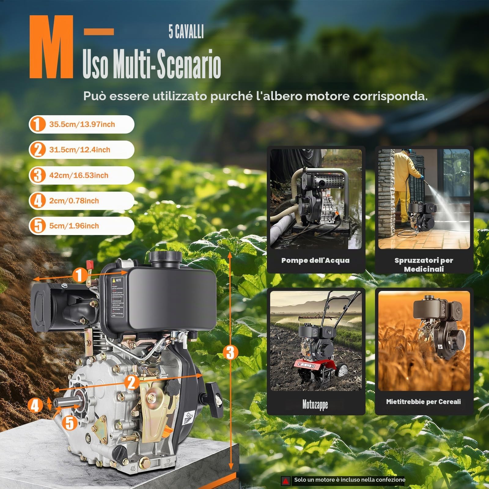 Motore diesel a 4 tempi, 5 CV, motore diesel di avviamento rapido, 4,05 kW, avviamento a fune raffreddato ad aria, albero da 20 mm, cilindrata da 247 cc, monocilindro, motore di avviamento leggero
