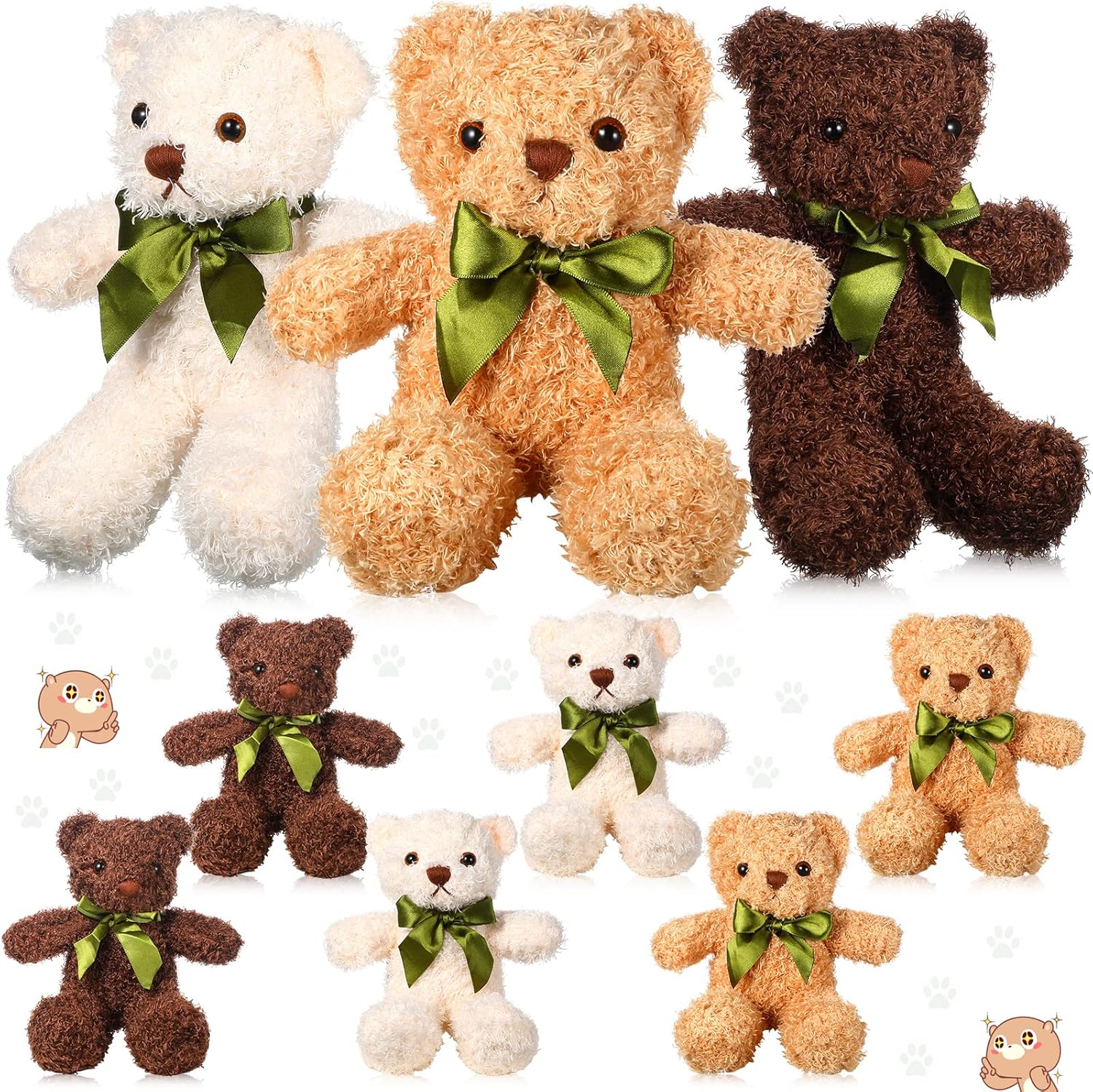 Juego de 9 Ositos de Peluche Suaves 25 cm