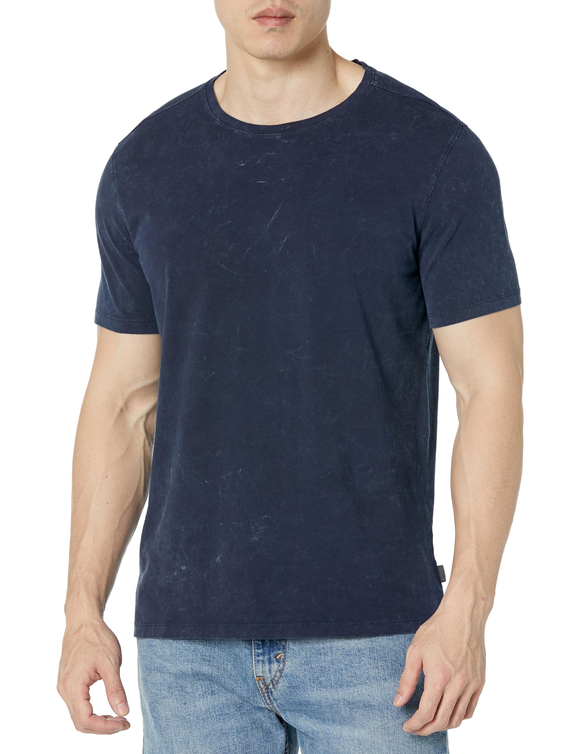 John Varvatos Men's Enzo Short Sleeve Crew Tee, Navy, Medium