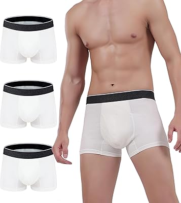 AIRCUTE Men Urine Incontinence Underwear Fly Front Opening Absorbent Leak Proof Boxer Brief for leaks 60 ML 3 Pack