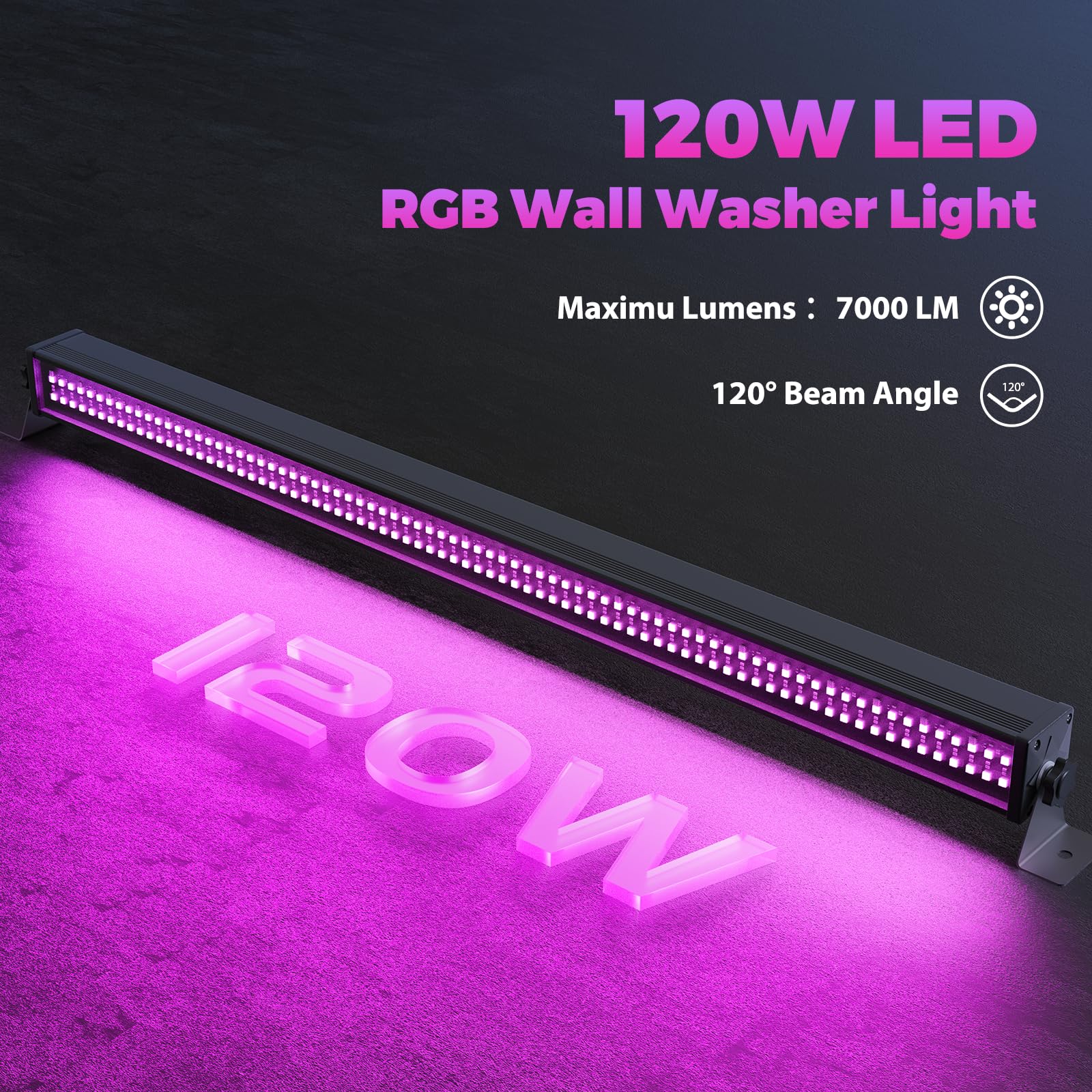 336 LED Bar Wallwasher, U`King 120W RGBW Lichteffekte Bühnenlicht Strahler, Discolicht Partylicht dmx Controller Strobe Beleuchtung für DJ Party Outdoor, 1 Stück