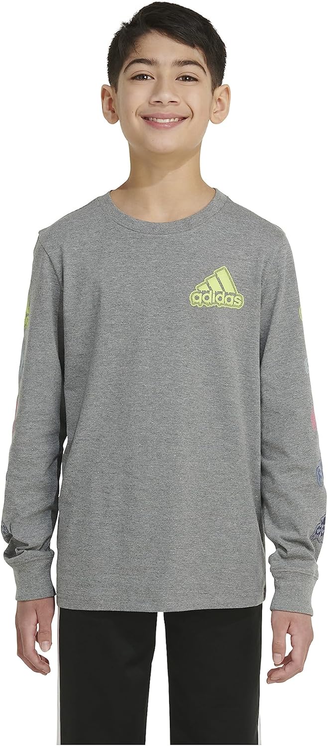 adidas Boys Long Sleeve Cotton Small Bos Logo T-Shirt - Image 4