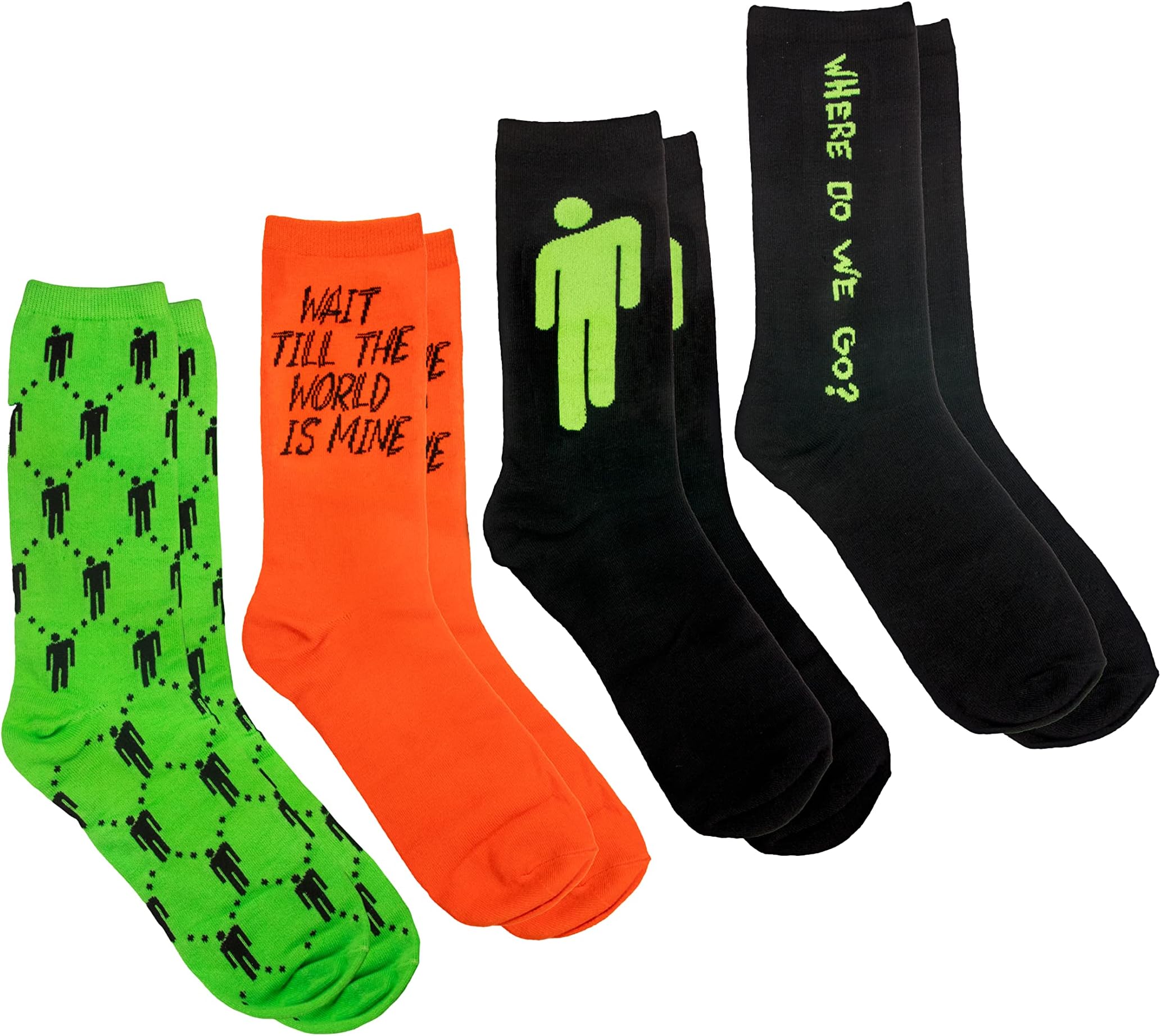 Billie Eilish mens 3 Pack Crew Socks Box Set
