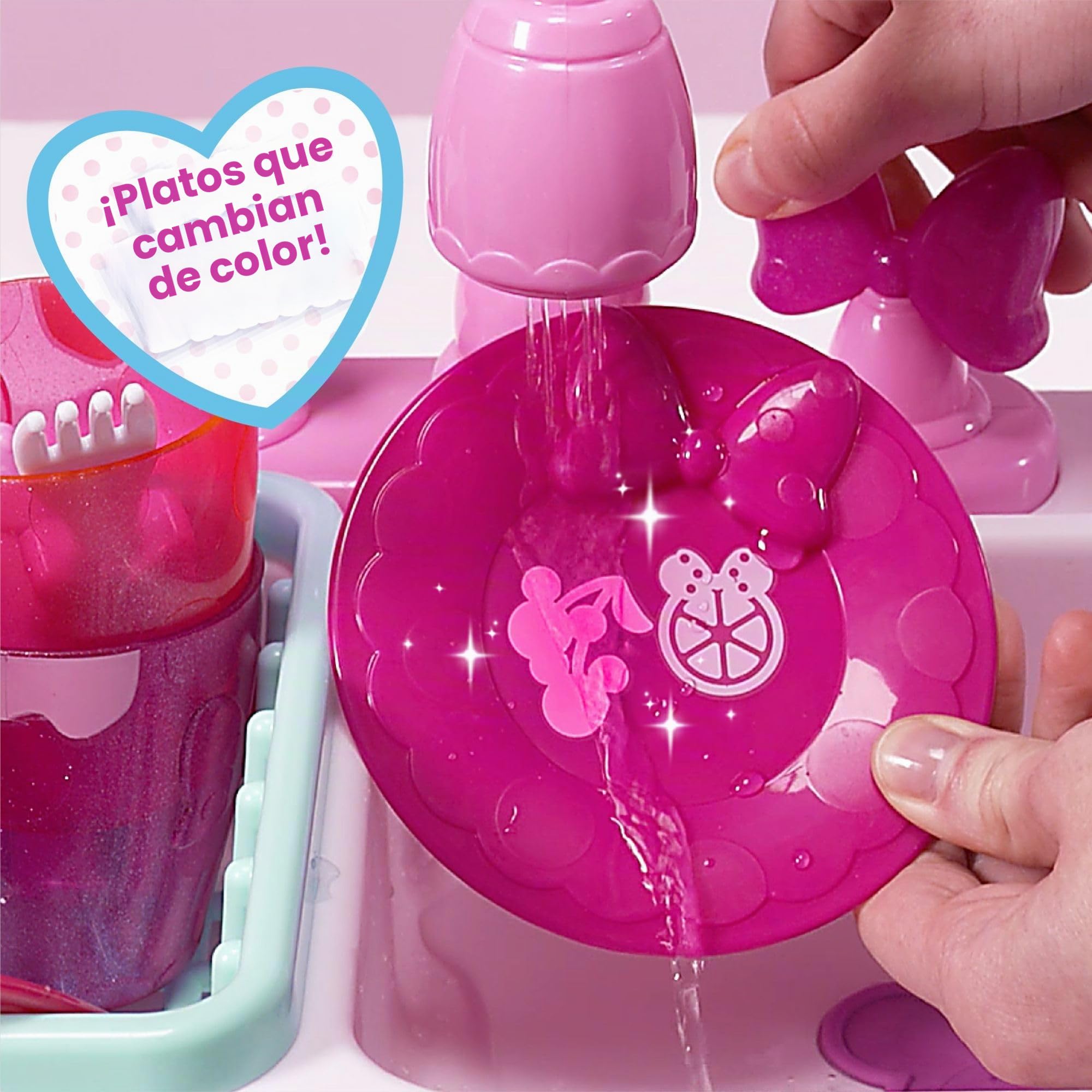 Fregadero mágico Disney Junior Minnie Mouse Happy Helpers Magic Sink Set, con 14 Piezas; Juguetes para niños a Partir de 3 años de Just Play