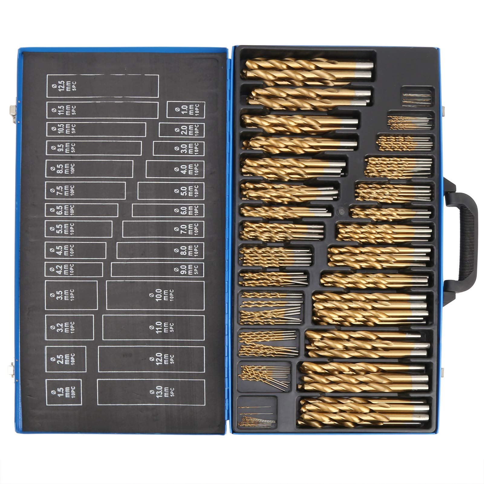 Wakects - Juego de brocas metálicas HSS, 230 piezas, juego de brocas métricas con caja de broca helicoidal de acero rápido para hierro aluminio, madera de plástico, 118 ° punto de división