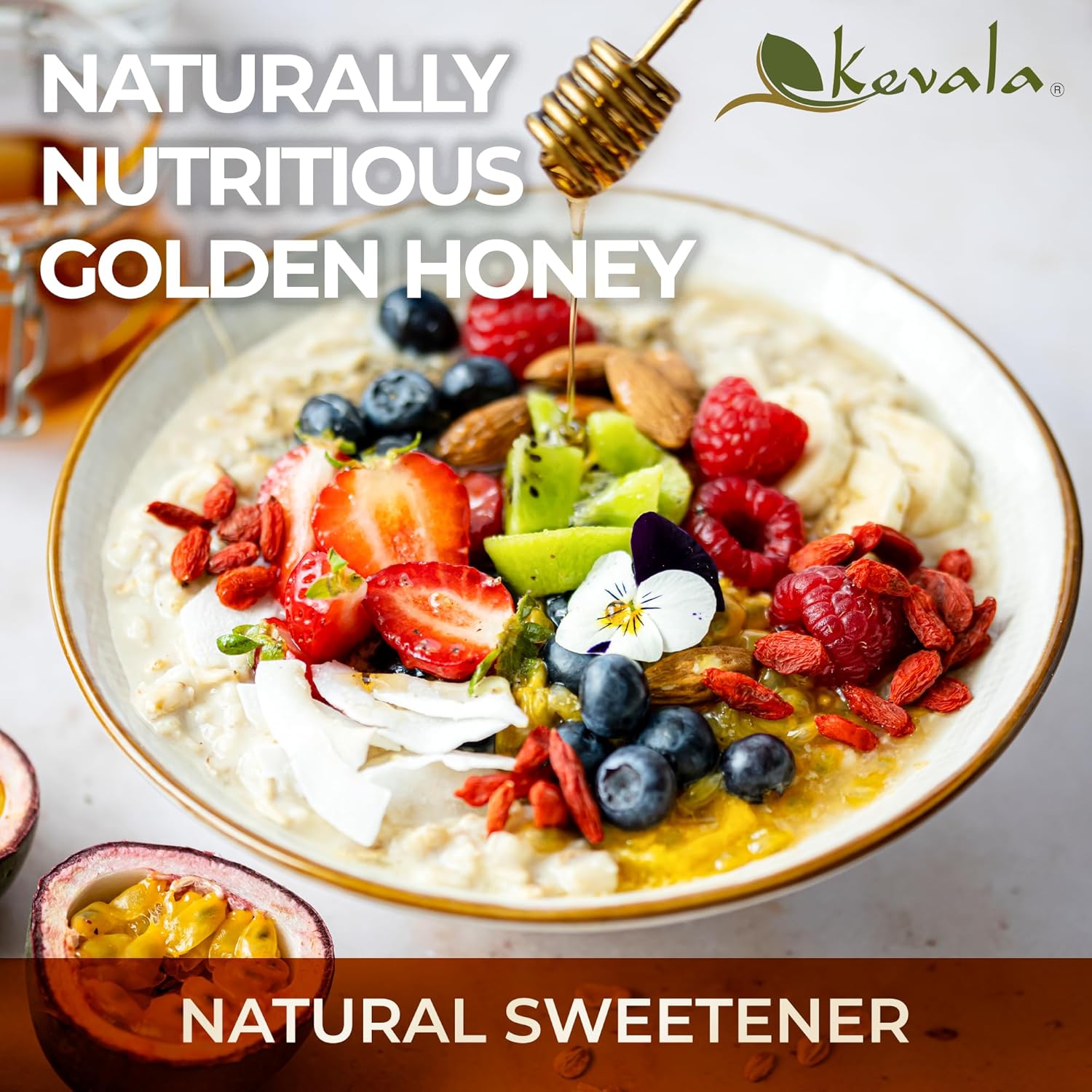 Kevala Organic Raw Oaxaca Honey - 3pack Glass Jar 16 oz, Natural Sweetener for Meals and Drinks with no Pesticides, Pure and Unprocessed Spread for Bread and Toast, Golden Nectar with no Sugar Added