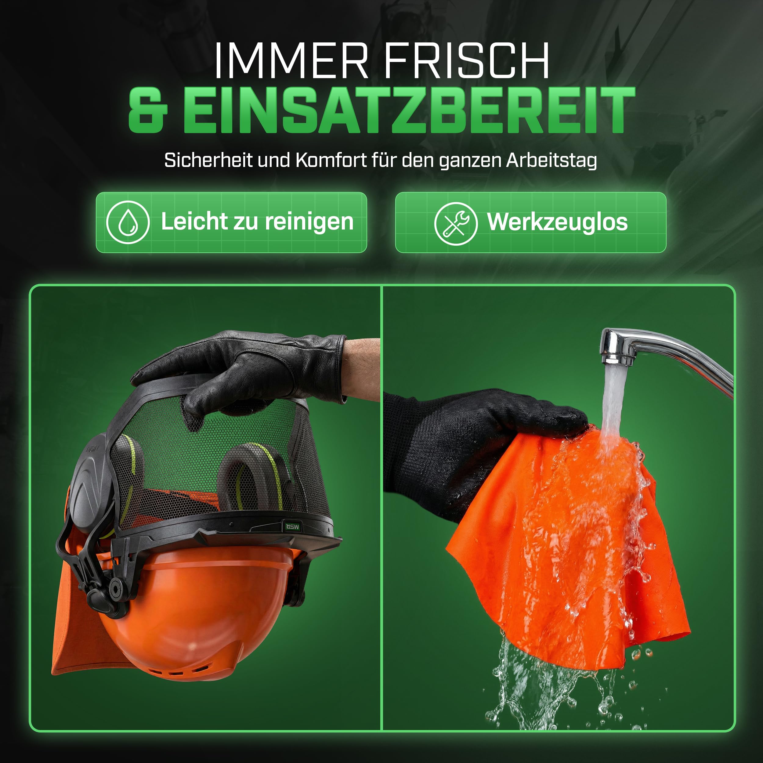 MSA V-Gard 500 Waldarbeiter-Set - Schutzhelm mit Belüftung, Visier, Gehörschutz & Nackenschutz - Helm für Wald & Forst-Arbeit