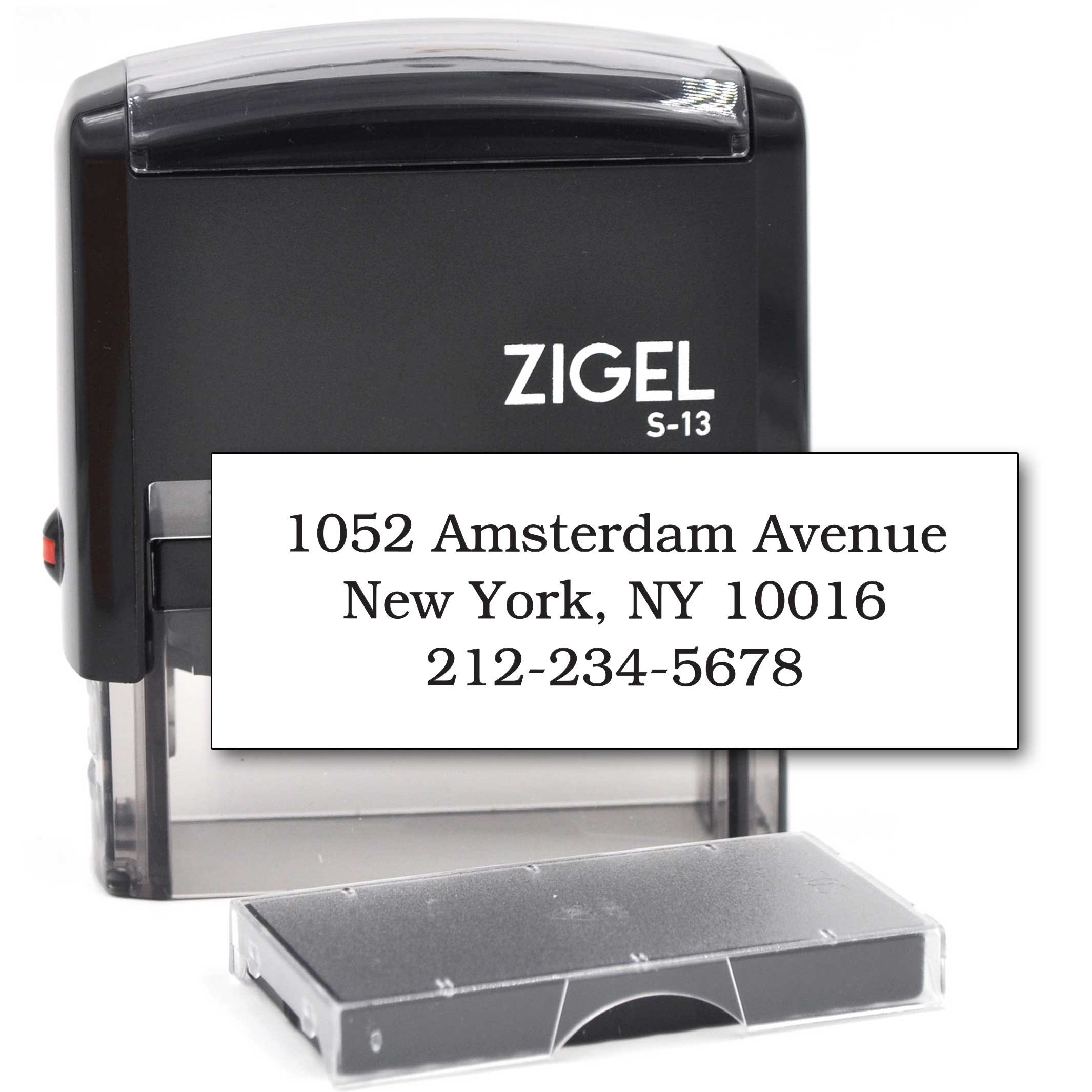 ZIGEL Customized Return Address Stamp Self Inking Rubber Stamp 3 Lines - Choose from 15 Ink Colors