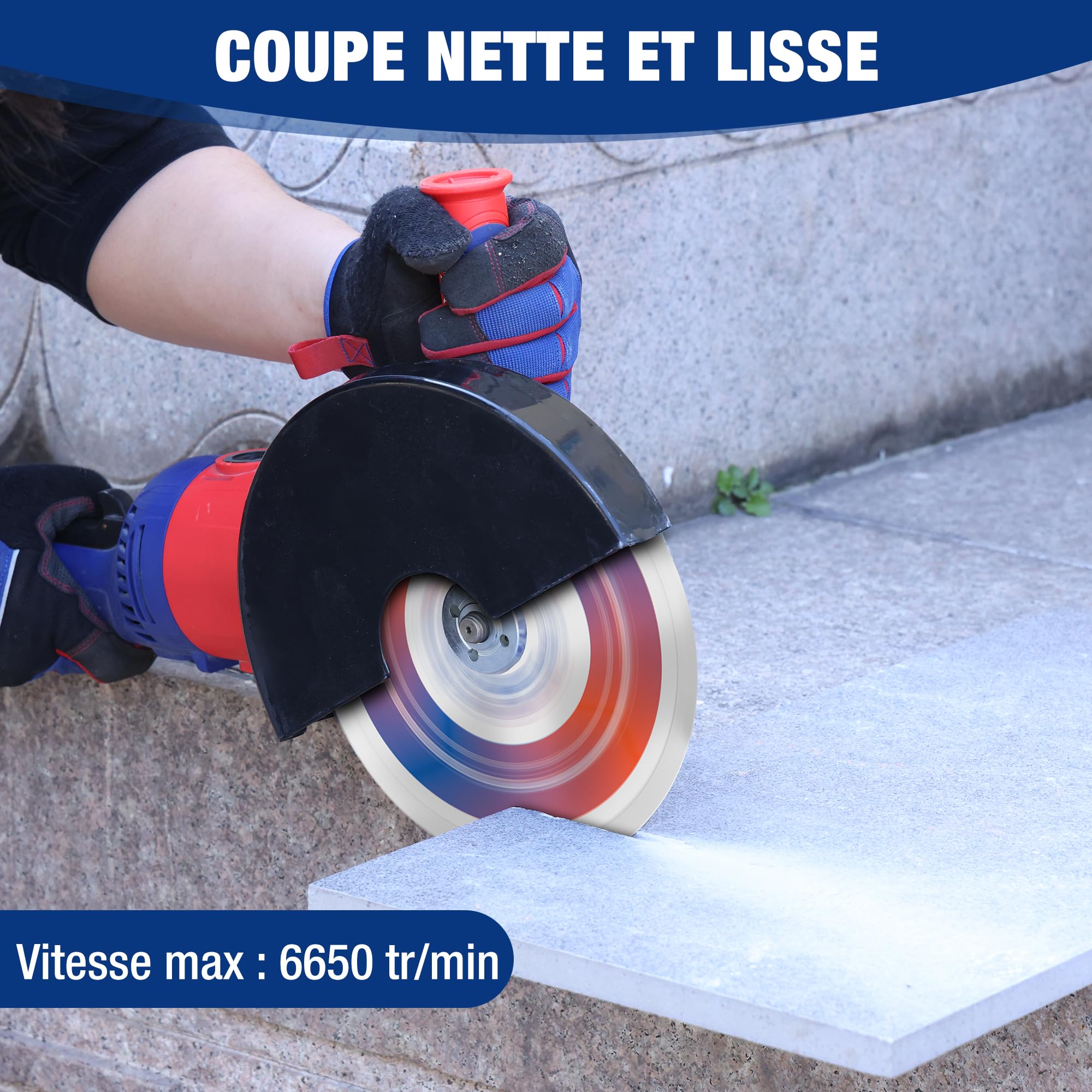 WORKPRO Lot de 2 Disques à Tronçonner Diamantés 230 mm | pour Carrelage, Béton, Pierre, Brique, Granit, Marbre, Meuleuse