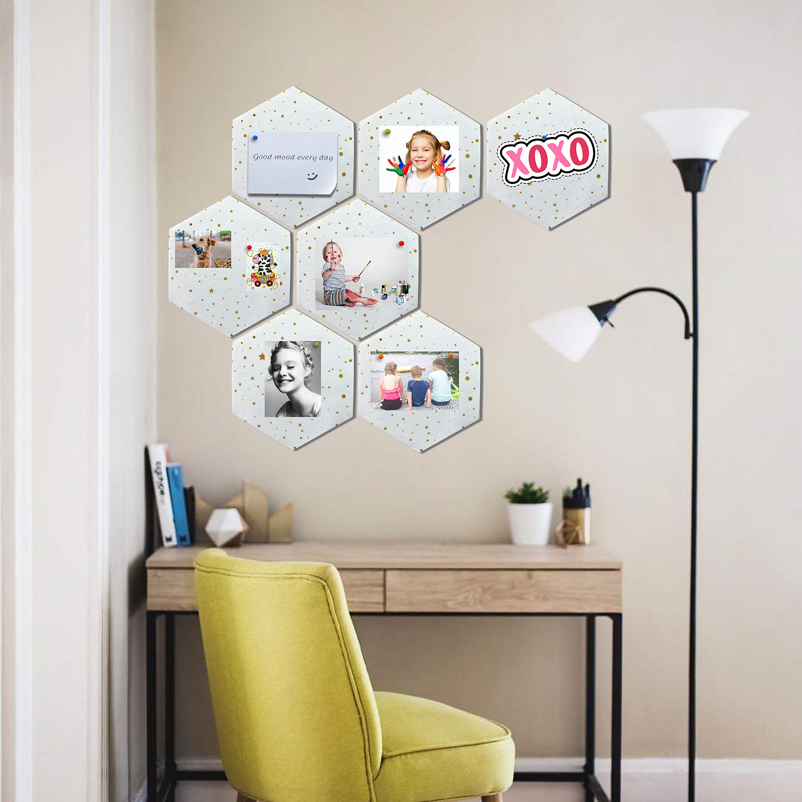 Lot 10 Panneaux Liège Hexagonaux Autocollants - 20,5x17,7 Cm, 0,6 Cm épais, Avec 20 Punaises - Déco Murale DIY