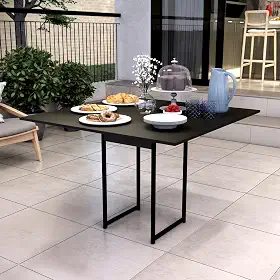 Mesa de Jantar Industrial Moderna, 90 x 90 cm, 4 Lugares, Pés em Aço Carbono, Preta (Preto)