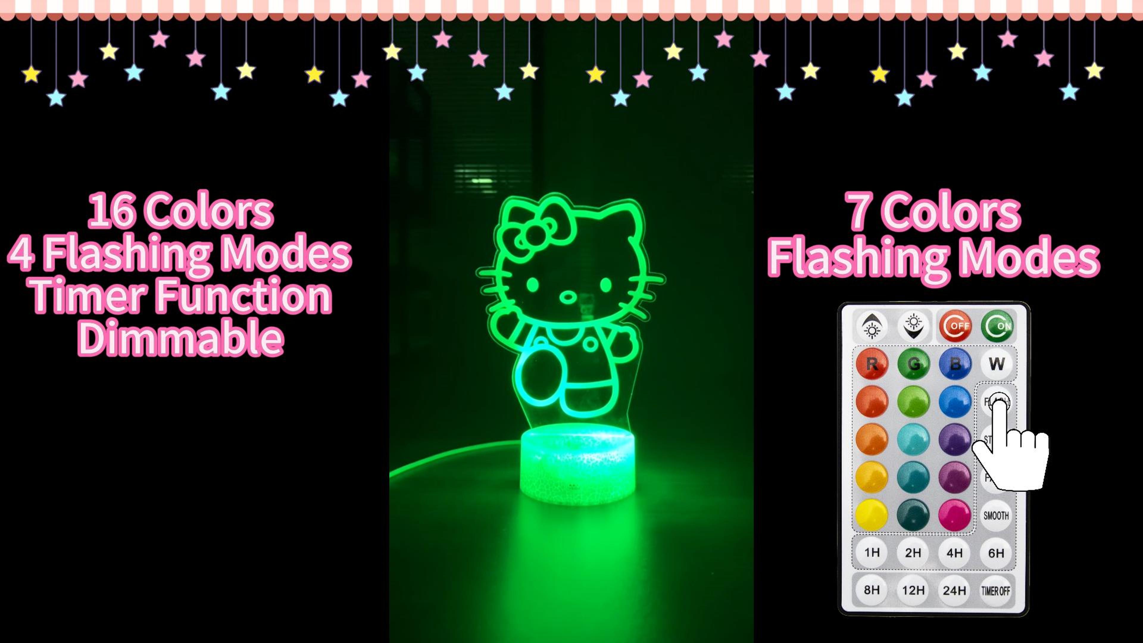 Image of KIEAL 16 Colors Cartoon Night Light, Anime Character Change Decor Lamp with Remote, Dim, Timer, Fans Kids Gifts for Christmas Birthday Boys Girls