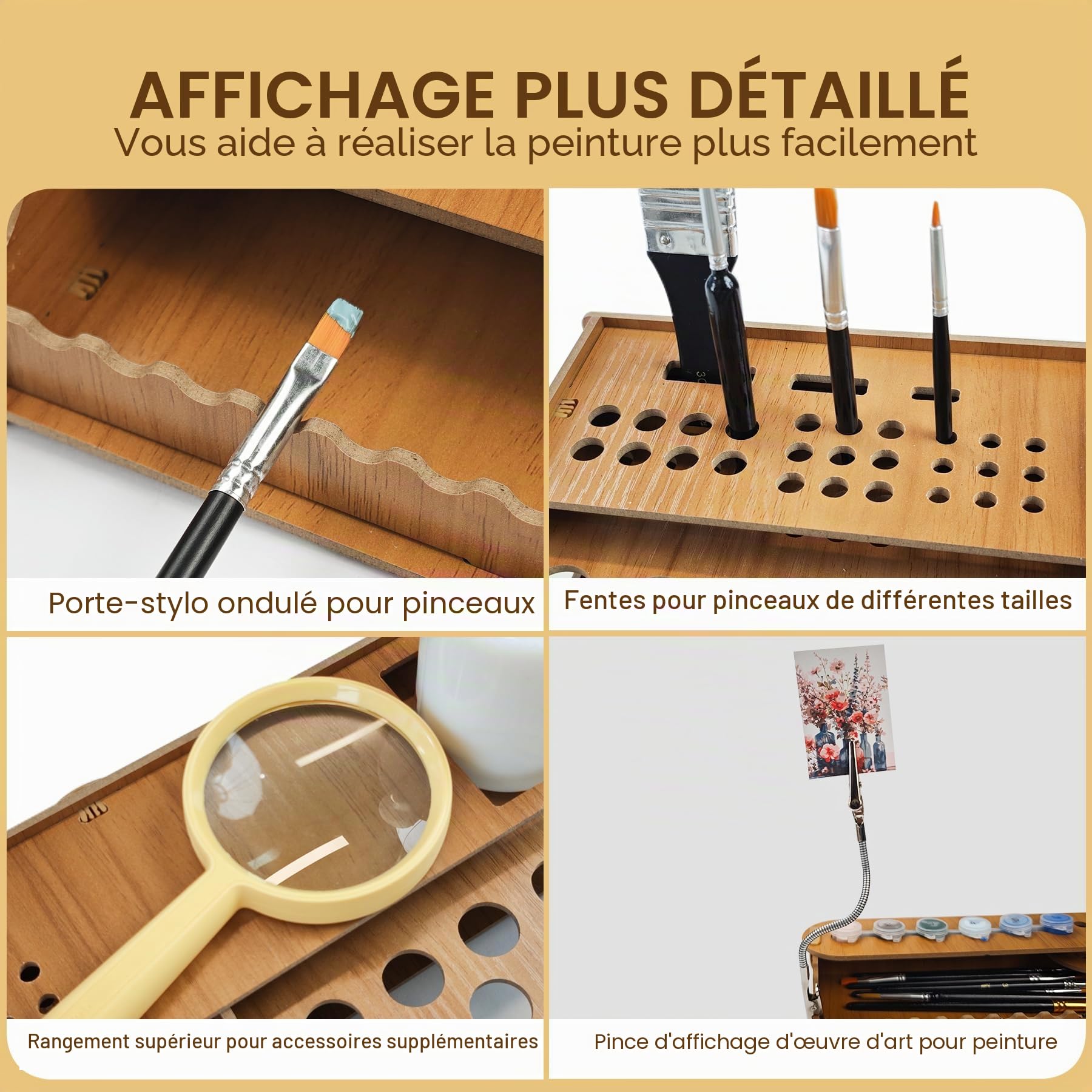 Bougimal Peinture par Numéros Organiseur, Rangement pour 78 Pots et 35 Pinceaux, Accessoires et Outils pour Kits de Peinture par Numéros pour Adultes