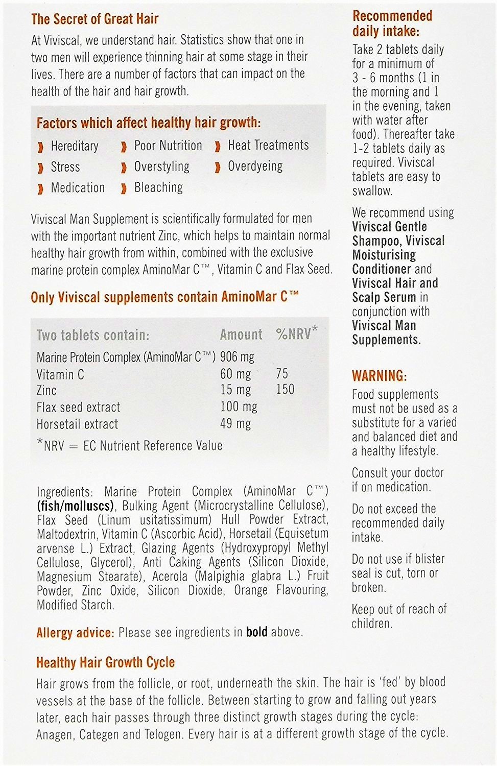 Viviscal Uomo Integratore Alimentare - 180 Compresse