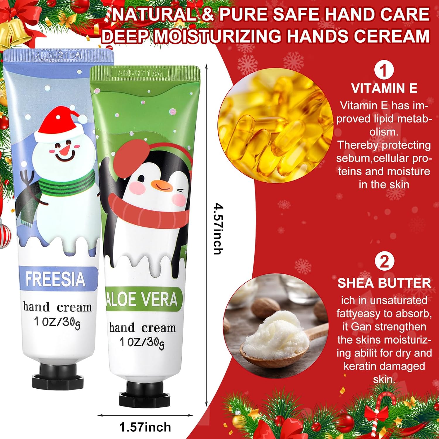 80 Pcs Christmas Hand Lotion Gift Set Bulk Christmas Gifts for Coworkers Employee Natural Plant Fragrance Shea Moisturizing Hand Creams Women Men Stocking Stuffers Xmas Party Supplies
