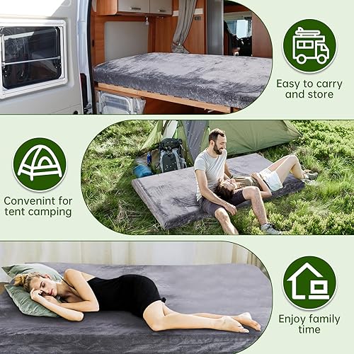 Miniatura 6 de Almohadilla de colchón de espuma viscoelástica de 3 pulgadas de grosor para adultos con parte inferior impermeable y antideslizante, colchón