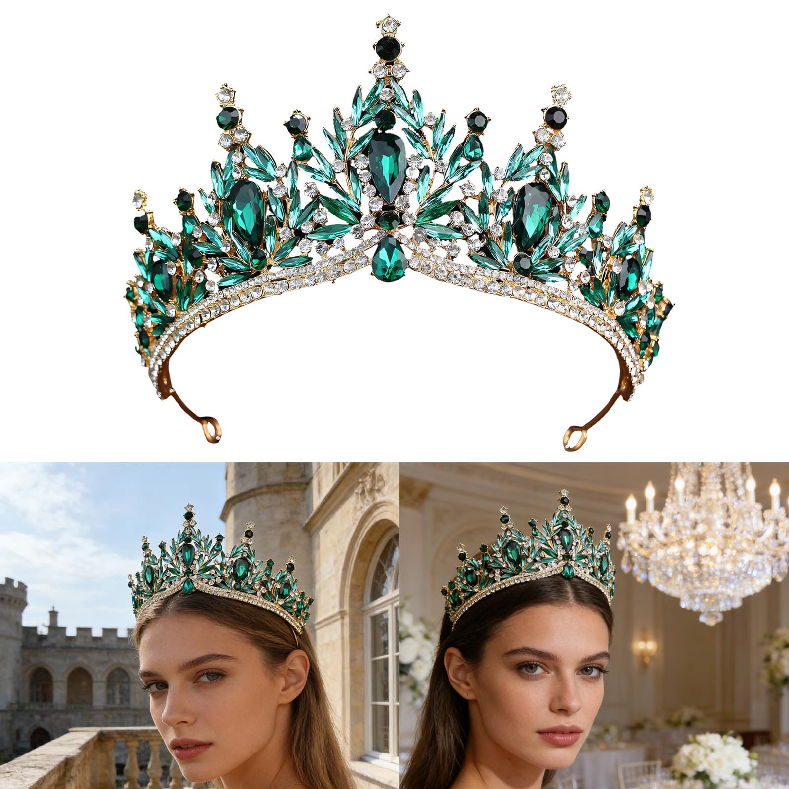 Elegantes tiaras de cristales portátiles para novia, coronas de princesa plateadas, accesorio para el pelo para bodas y concursos artísticos