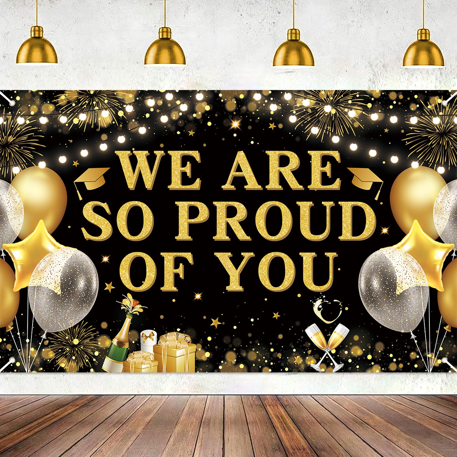 Graduation Decorations Class of 2026, Extra Large Fabric We Are So Proud of You Banner for Party Supplies, Congrats Grad Booth Backdrop for Kindergarten Preschool High School College 72 x 44 Inch
