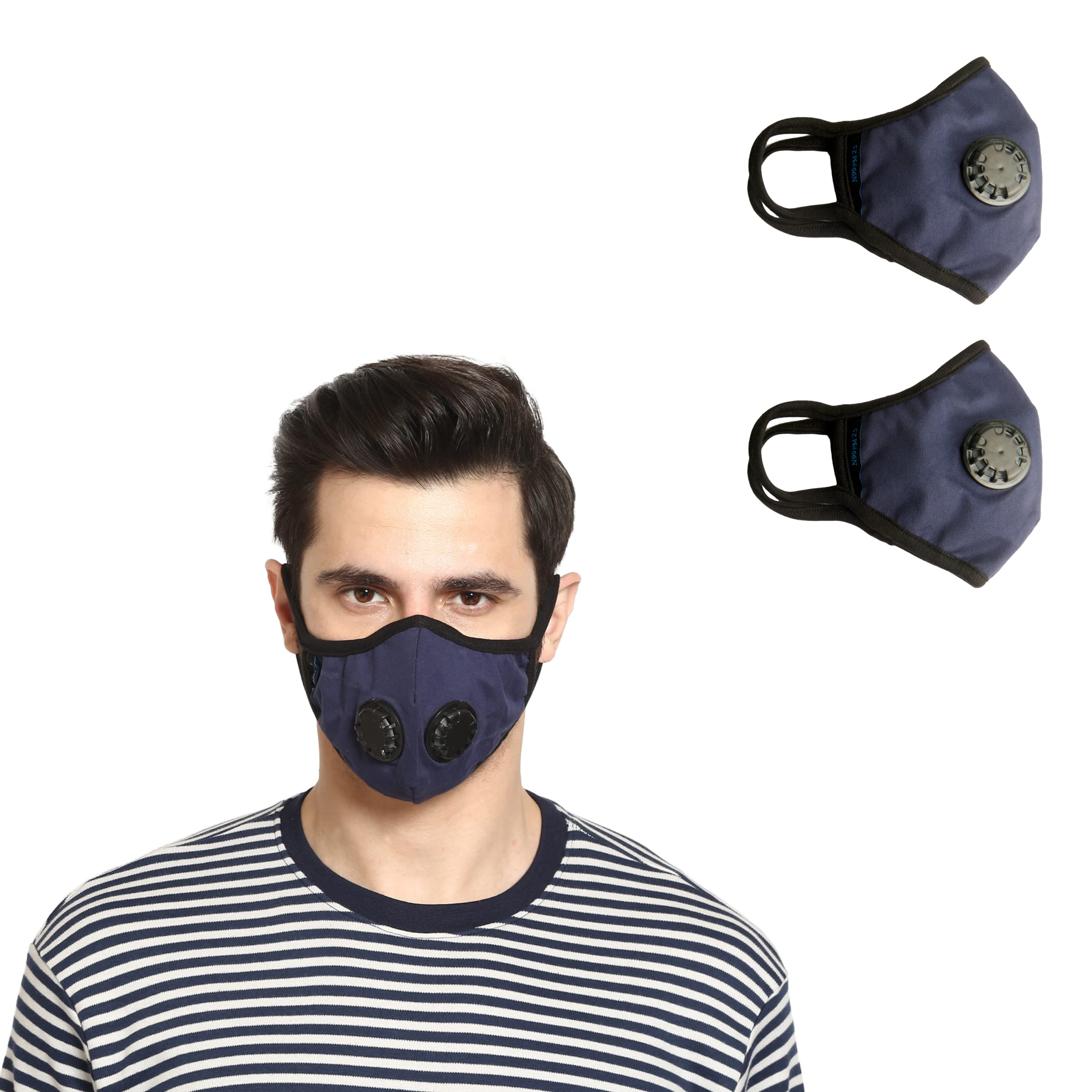 ADVIND HEALTHCARE Military Grade N99 Washable Mask With Two Valves For Adults (Blue) (Medium, 2) (B09R21JDLF) Amazon Price History, Amazon Price Tracker