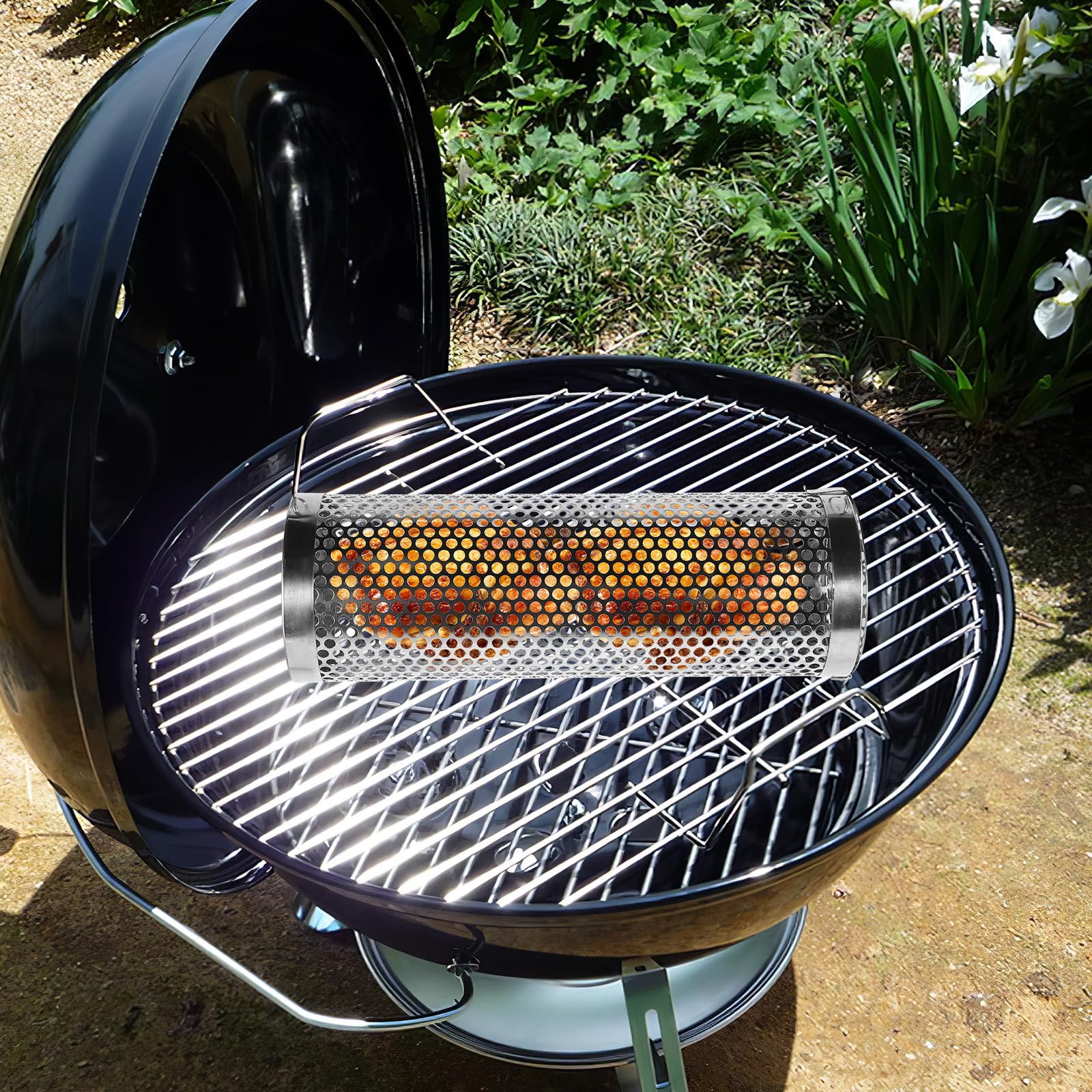 Acero Inoxidable Cesta para Parrilla Plata, Redonda, Portátil